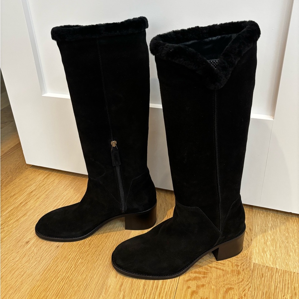 AQUATALIA weatherproof Black tall suede boots